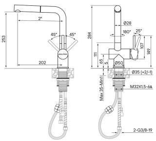 Смеситель для кухни Paulmark Dosse Do214418-GM воронёная сталь